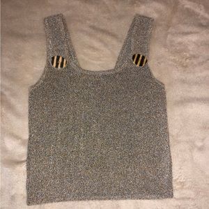 Zara Brown Knit Crop Top with Buttons